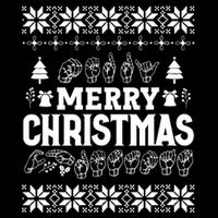 Merry Christmas In Sign Language Asl Hand Ugly Sweater Vneck 16 in Basic Backpack