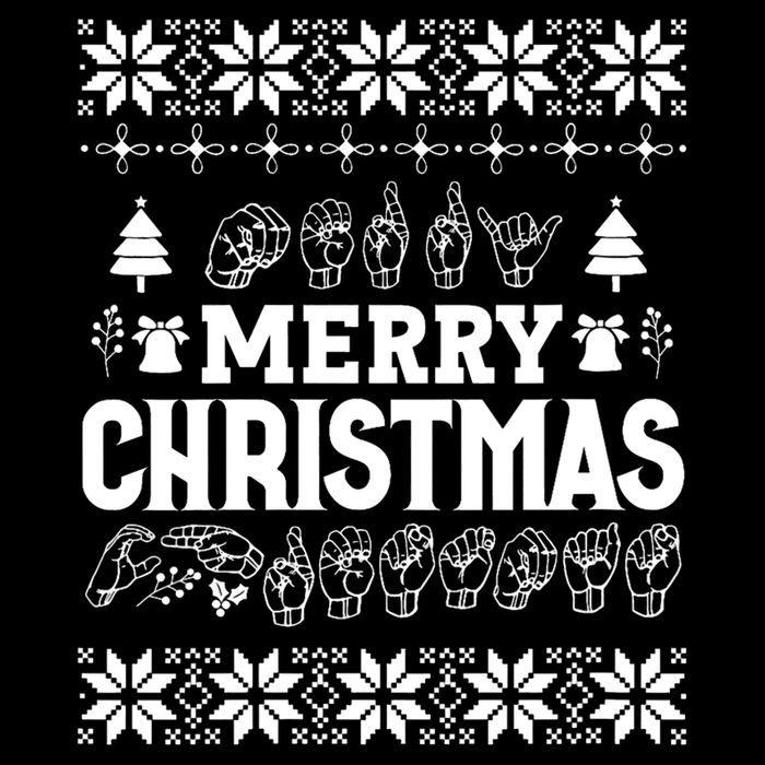 Merry Christmas In Sign Language Asl Hand Ugly Sweater Vneck 16 in Basic Backpack
