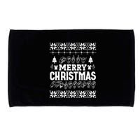 Merry Christmas In Sign Language Asl Hand Ugly Sweater Vneck Microfiber Hand Towel