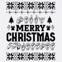 Merry Christmas In Sign Language Asl Hand Ugly Sweater Vneck Garment-Dyed Sweatshirt