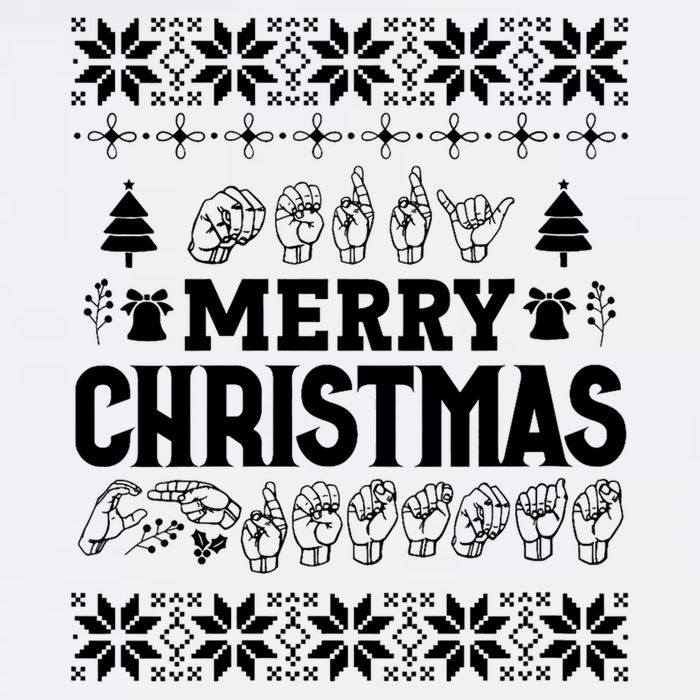 Merry Christmas In Sign Language Asl Hand Ugly Sweater Vneck Garment-Dyed Sweatshirt