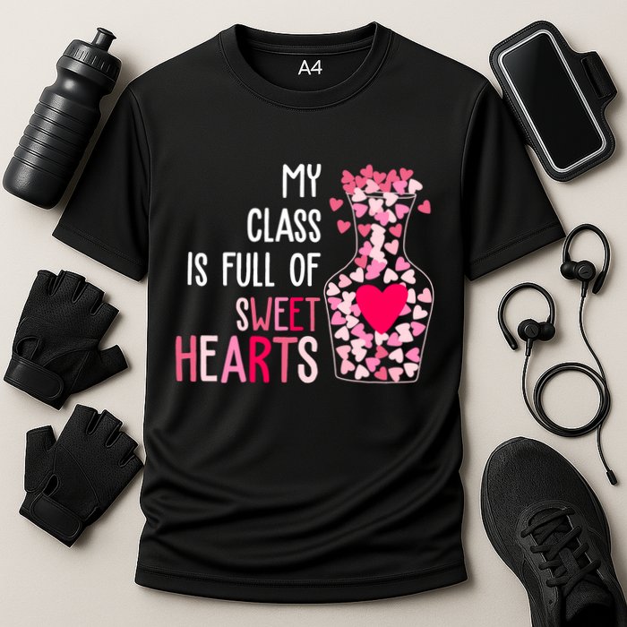 My Class Is Full Of Sweet Hearts Valentine Teacher Cooling Performance Crew T-Shirt
