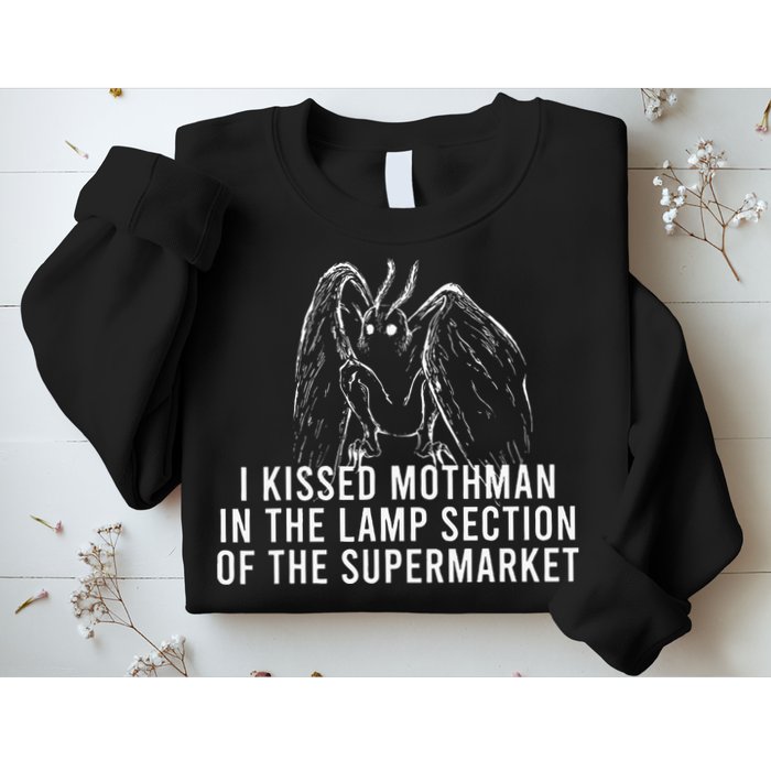 Mothman Cryptid I Kissed Mothman In The Lamp Section Sweatshirt