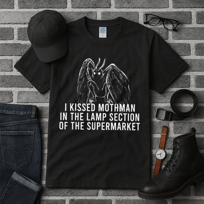Mothman Cryptid I Kissed Mothman In The Lamp Section Tall T-Shirt