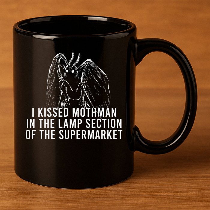 Mothman Cryptid I Kissed Mothman In The Lamp Section 11oz C Handle Ceramic Mug