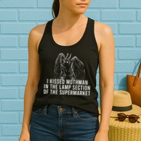 Mothman Cryptid I Kissed Mothman In The Lamp Section Womens Tank Top