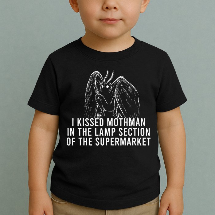 Mothman Cryptid I Kissed Mothman In The Lamp Section Toddler T-Shirt