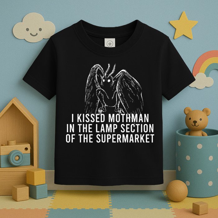 Mothman Cryptid I Kissed Mothman In The Lamp Section Toddler T-Shirt