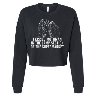 Mothman Cryptid I Kissed Mothman In The Lamp Section Cropped Pullover Crew