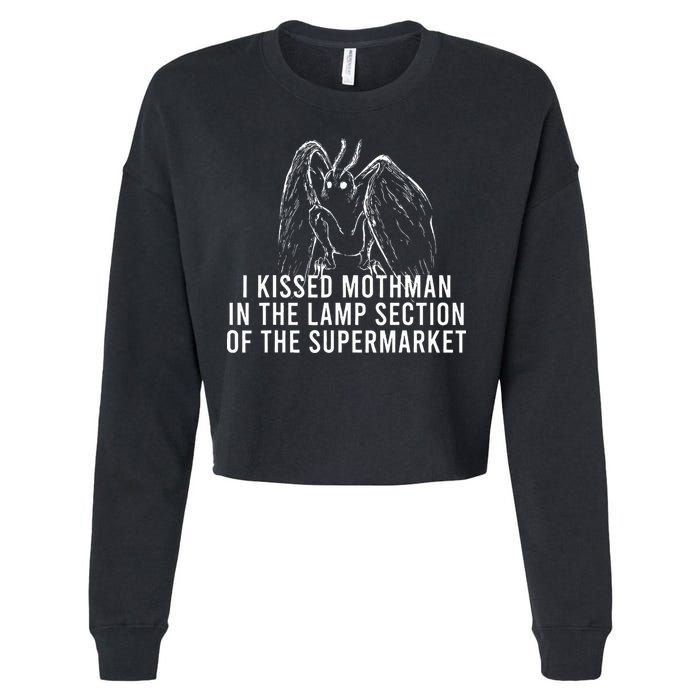 Mothman Cryptid I Kissed Mothman In The Lamp Section Cropped Pullover Crew
