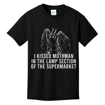 Mothman Cryptid I Kissed Mothman In The Lamp Section Kids T-Shirt
