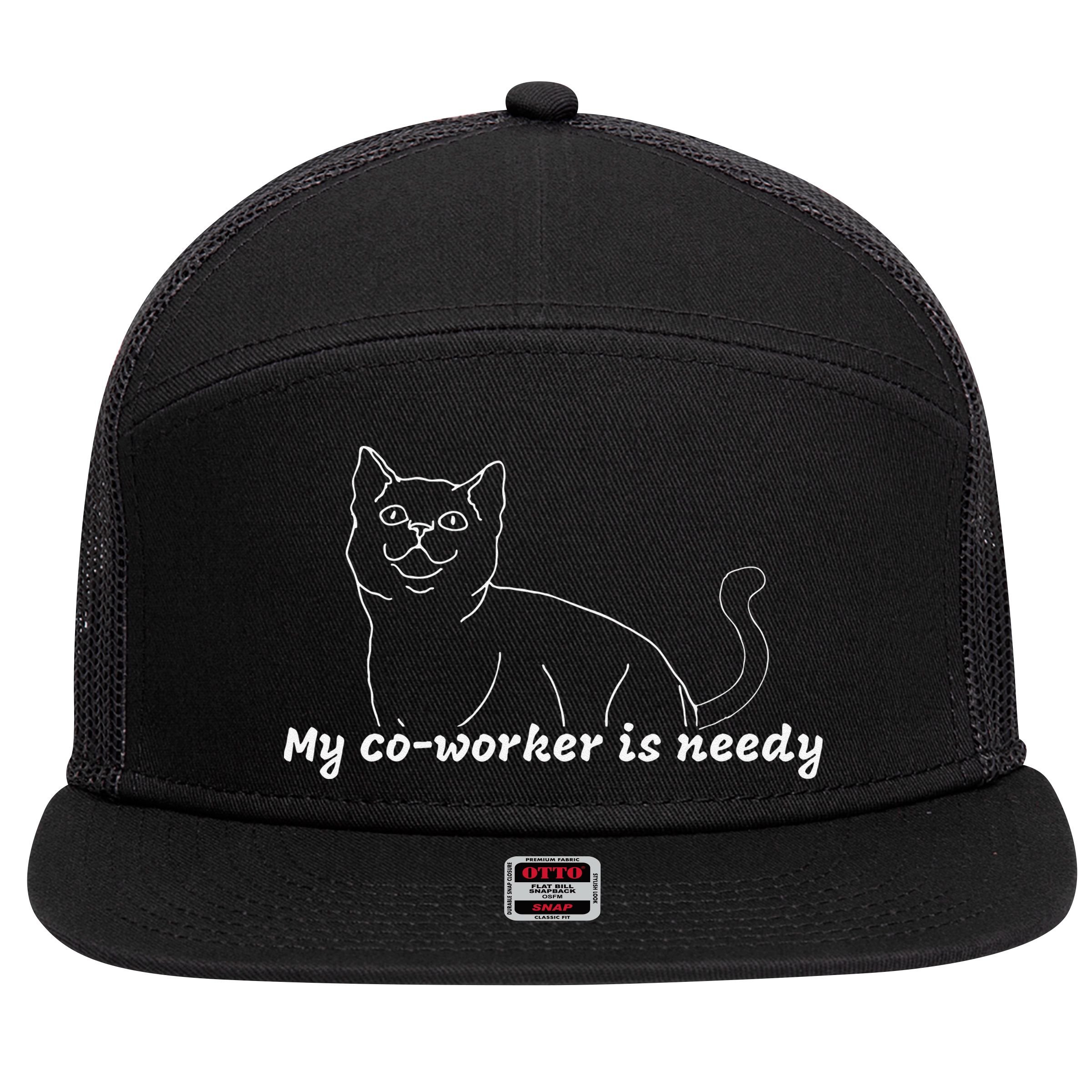 My CoWorker Is Needy Funny Work From Home Cat 7 Panel Mesh Trucker Snapback Hat