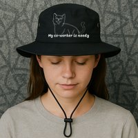 My CoWorker Is Needy Funny Work From Home Cat Bucket Hat