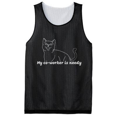 My CoWorker Is Needy Funny Work From Home Cat Mesh Reversible Basketball Jersey Tank