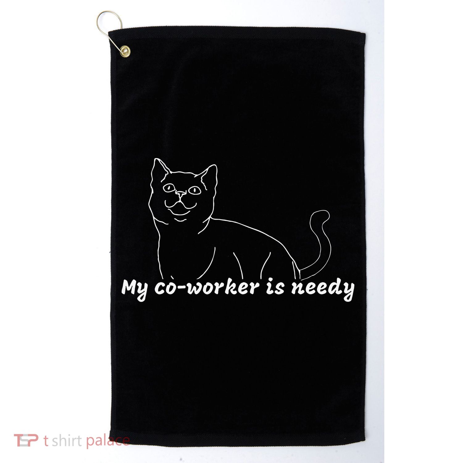 My CoWorker Is Needy Funny Work From Home Cat Golf Towel