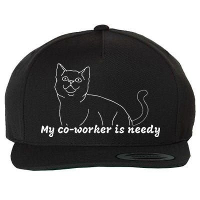 My CoWorker Is Needy Funny Work From Home Cat Wool Snapback Cap