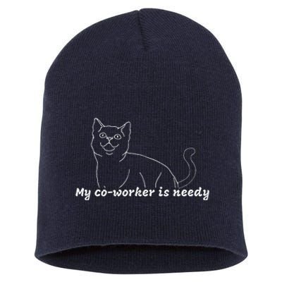 My CoWorker Is Needy Funny Work From Home Cat Short Acrylic Beanie