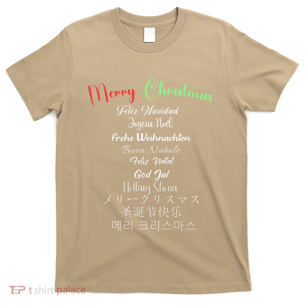 Merry Christmas In 11 Languages Multi Language Christmas T-Shirt