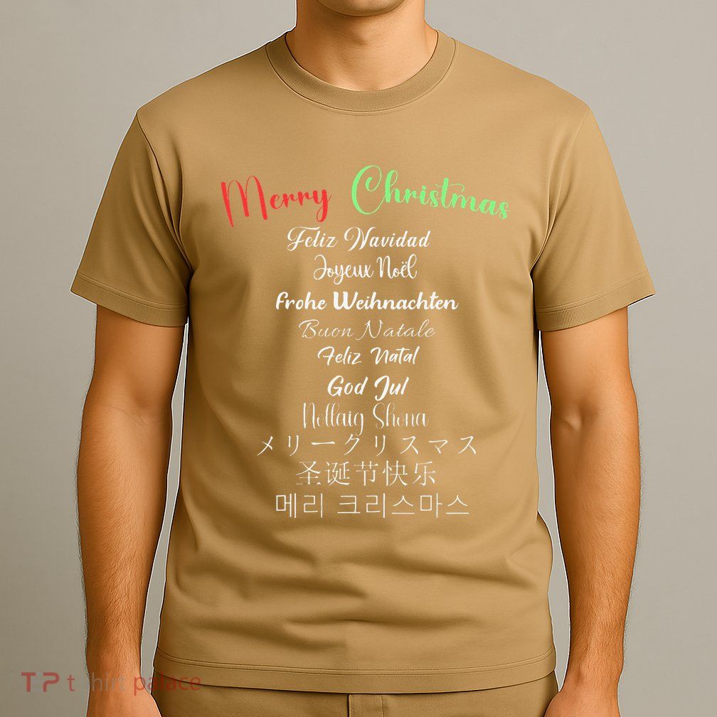 Merry Christmas In 11 Languages Multi Language Christmas T-Shirt