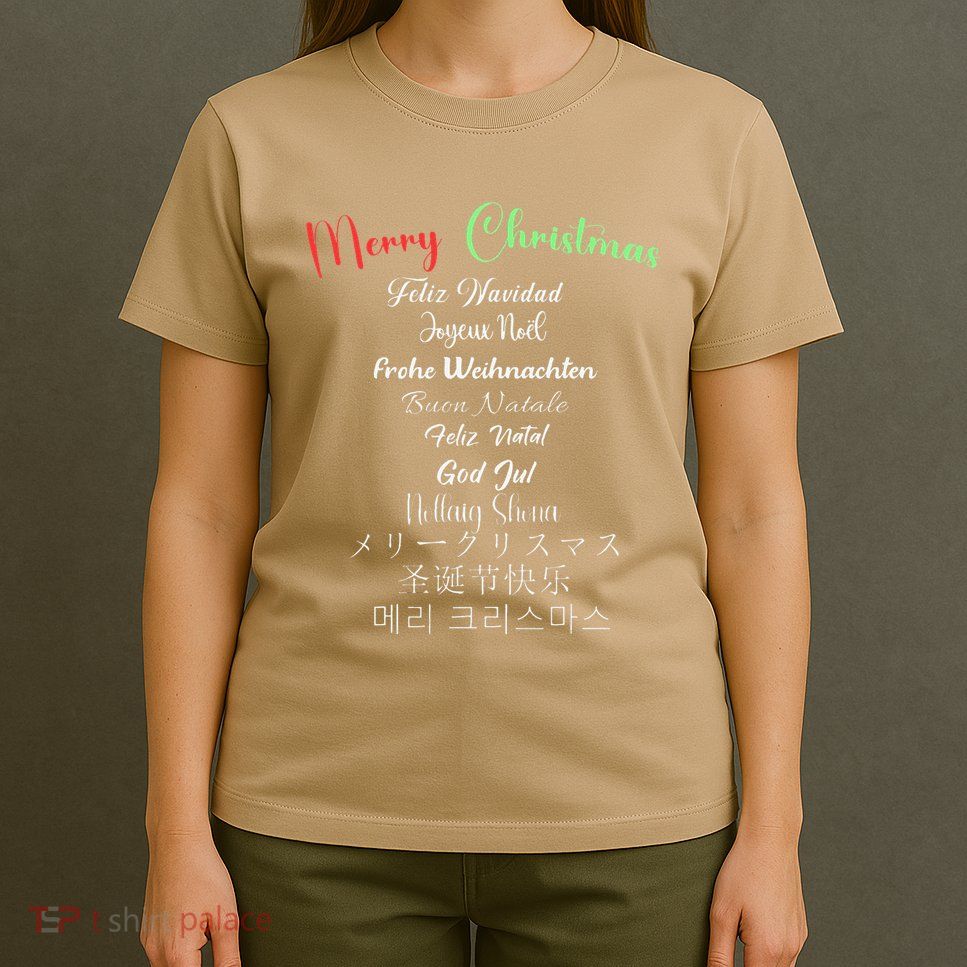Merry Christmas In 11 Languages Multi Language Christmas T-Shirt