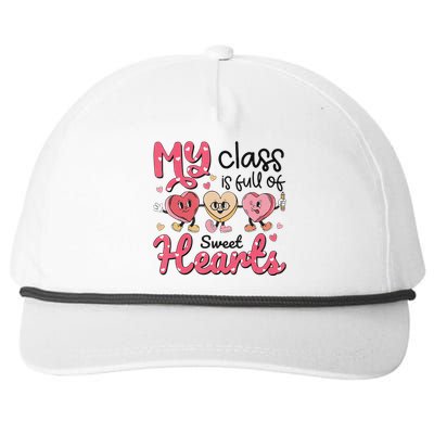 My Class Is Full of Sweet Hearts Teacher Valentines Day Snapback Five-Panel Rope Hat