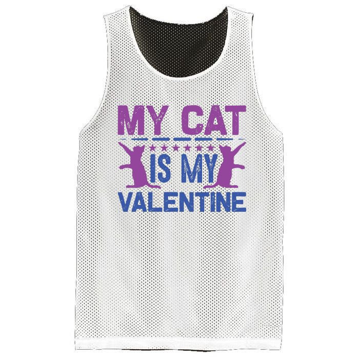 My Cat Is My Valentine Mesh Reversible Basketball Jersey Tank