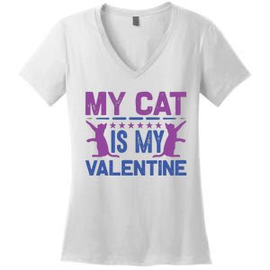 My Cat Is My Valentine Women's V-Neck T-Shirt