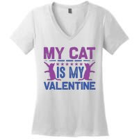 My Cat Is My Valentine Women's V-Neck T-Shirt