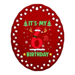 Merry Christmas ItS My 6th Birthday Xmas Women Ceramic Oval Ornament