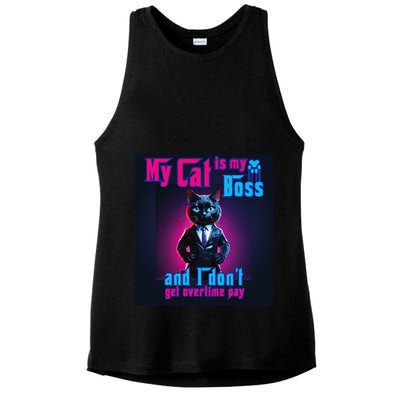 My Cat Is My Boss... And I DonT Get Overtime Pay Ladies PosiCharge Tri-Blend Wicking Tank