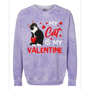 My Cat Is My Valentine Cute Valentines Day Cat Dad Cat Mom Colorblast Crewneck Sweatshirt