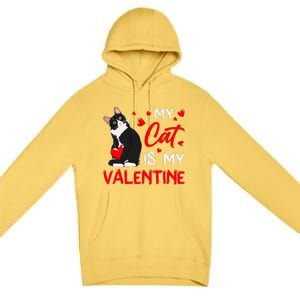 My Cat Is My Valentine Cute Valentines Day Cat Dad Cat Mom Premium Pullover Hoodie