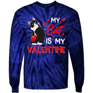 My Cat Is My Valentine Cute Valentines Day Cat Dad Cat Mom Tie-Dye Long Sleeve Shirt