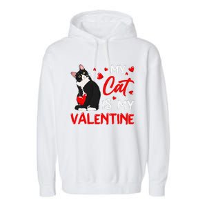 My Cat Is My Valentine Cute Valentines Day Cat Dad Cat Mom Garment-Dyed Fleece Hoodie