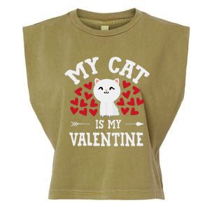 My Cat Is My Valentine Cute Valentines Day Cat Lover Garment-Dyed Women's Muscle Tee