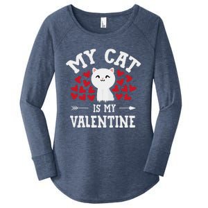 My Cat Is My Valentine Cute Valentines Day Cat Lover Women's Perfect Tri Tunic Long Sleeve Shirt