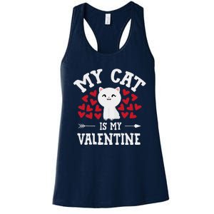 My Cat Is My Valentine Cute Valentines Day Cat Lover Women's Racerback Tank