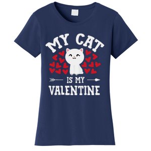 My Cat Is My Valentine Cute Valentines Day Cat Lover Women's T-Shirt