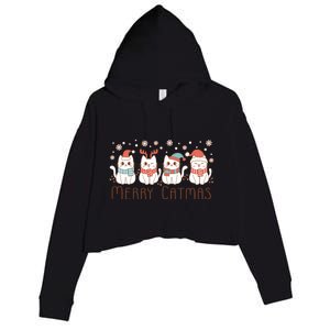 Merry Catmas ItS Ffreezing Season Meowy Christmas Meaningful Gift Crop Fleece Hoodie