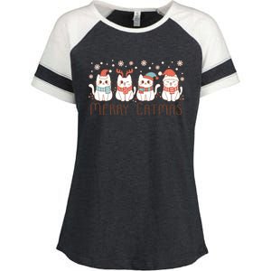 Merry Catmas ItS Ffreezing Season Meowy Christmas Meaningful Gift Enza Ladies Jersey Colorblock Tee