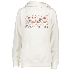 Merry Catmas ItS Ffreezing Season Meowy Christmas Meaningful Gift Womens Funnel Neck Pullover Hood