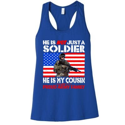 My Cousin Is A Soldier Proud Army Family Military Relative Cute Gift Women's Racerback Tank