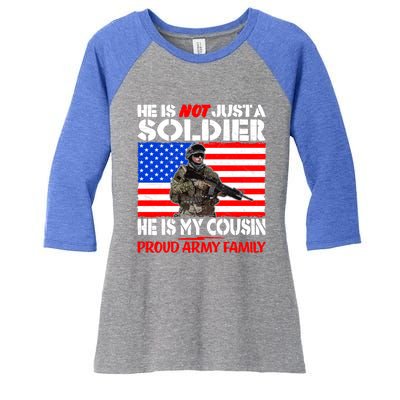 My Cousin Is A Soldier Proud Army Family Military Relative Cute Gift Women's Tri-Blend 3/4-Sleeve Raglan Shirt