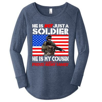 My Cousin Is A Soldier Proud Army Family Military Relative Cute Gift Women's Perfect Tri Tunic Long Sleeve Shirt