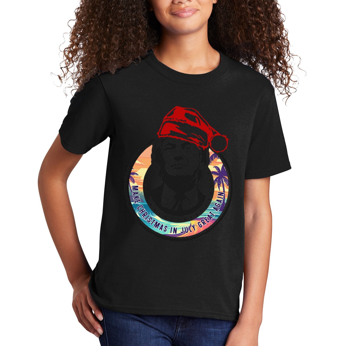 Make Christmas In July Great Again Funny Trump Trumpmas Maga Kids T-Shirt
