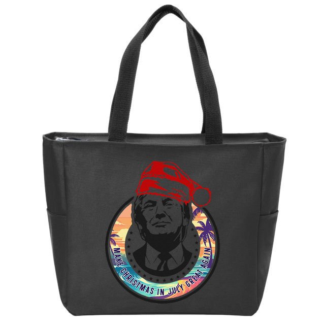 Make Christmas In July Great Again Funny Trump Trumpmas Maga Zip Tote Bag