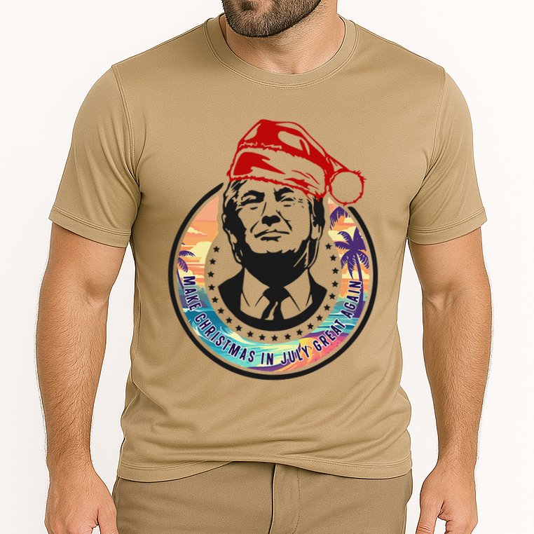 Make Christmas In July Great Again Funny Trump Trumpmas Maga Cooling Performance Crew T-Shirt