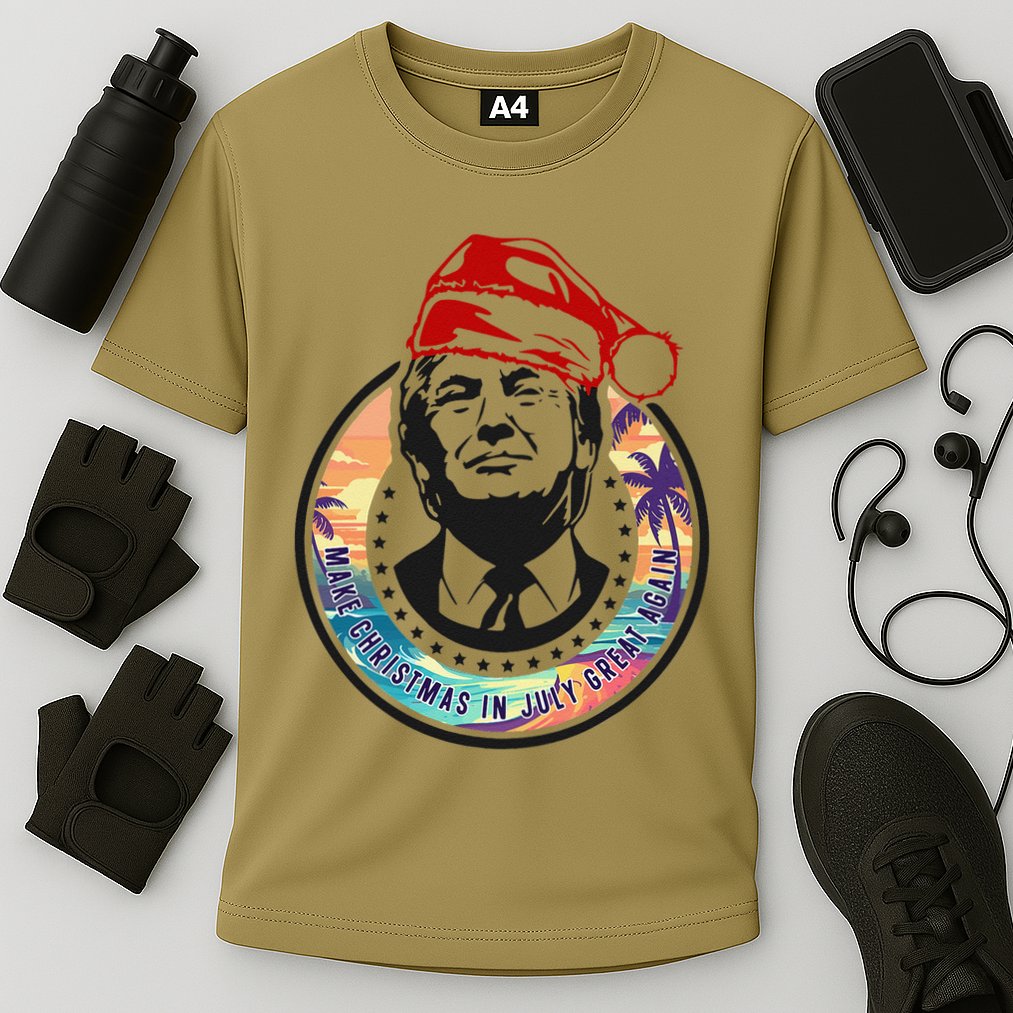 Make Christmas In July Great Again Funny Trump Trumpmas Maga Cooling Performance Crew T-Shirt