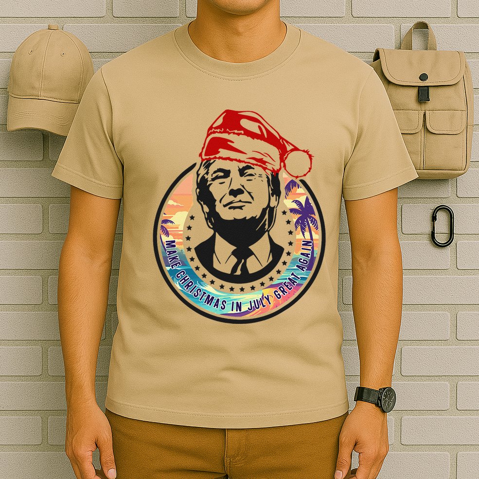 Make Christmas In July Great Again Funny Trump Trumpmas Maga T-Shirt