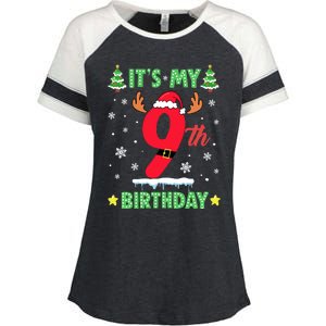 Merry Christmas ItS My 9th Birthday Xmas Enza Ladies Jersey Colorblock Tee